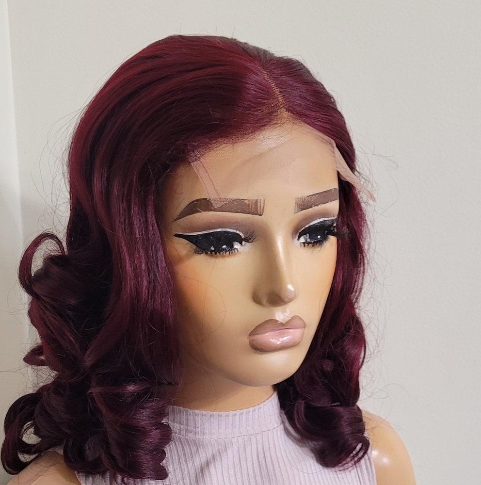Elegant Burgundy Curly Wig